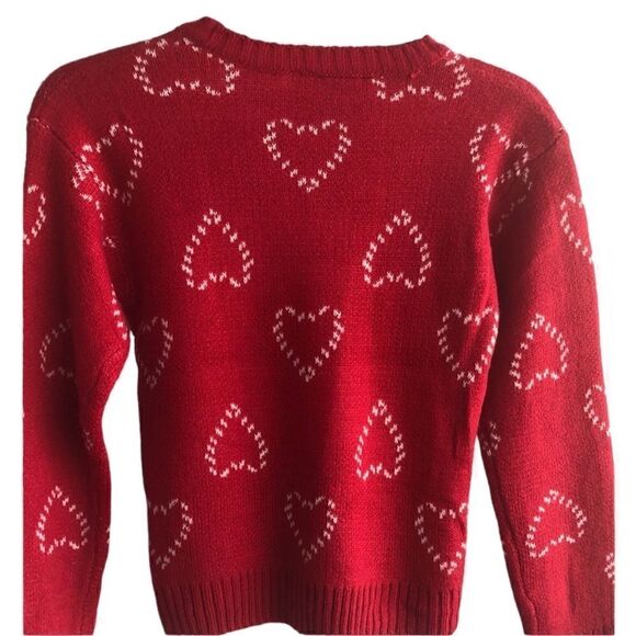 KIDS NWT DEREK HEART Red and White Hearts Design Sweater Size: 7/8 - Picture 4 of 5